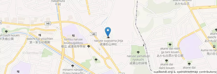 Mapa de ubicacion de 成瀬杉山神社 en Jepun, 東京都.