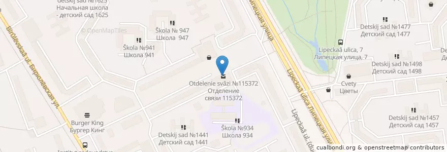 Mapa de ubicacion de Отделение связи №115372 en Rússia, Distrito Federal Central, Москва, Южный Административный Округ, Район Бирюлёво Восточное.