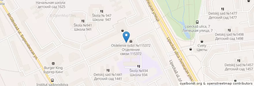 Mapa de ubicacion de Сбербанк en ロシア, 中央連邦管区, モスクワ, Южный Административный Округ, Район Бирюлёво Восточное.