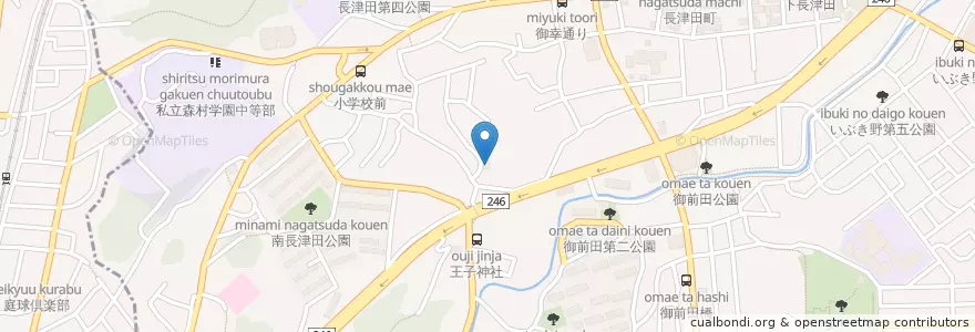 Mapa de ubicacion de 長津田 王子神社 en Japonya, 神奈川県, 横浜市, 緑区.