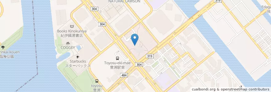 Mapa de ubicacion de スターバックス en Japan, 東京都, 江東区.