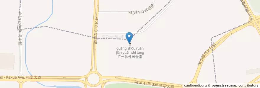 Mapa de ubicacion de 广州软件园食堂 en China, Cantão, Cantão, 黄埔区, 联和街道.