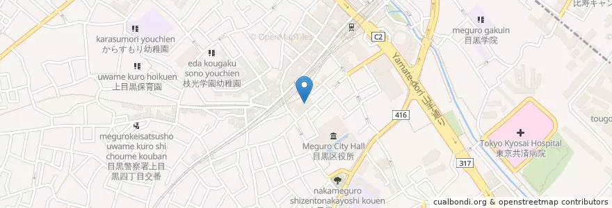 Mapa de ubicacion de 中目黒駅前郵便局 en Jepun, 東京都, 目黒区.