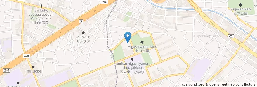 Mapa de ubicacion de 目黒区立 東山児童館 en 日本, 東京都, 目黒区.