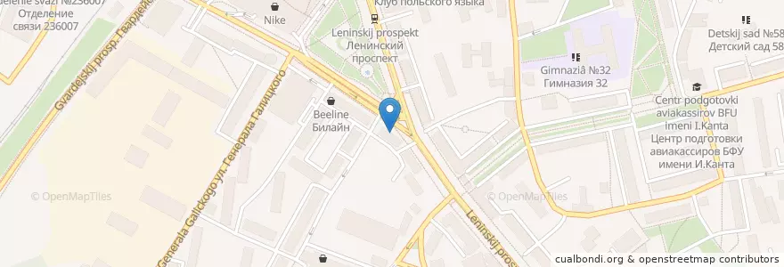 Mapa de ubicacion de Сбербанк en 러시아, Северо-Западный Федеральный Округ, 칼리닌그라드 주, Городской Округ Калининград.