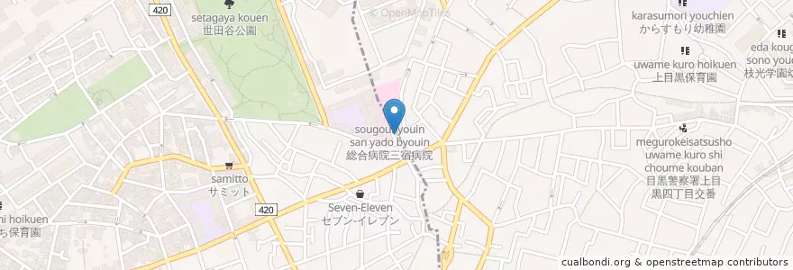 Mapa de ubicacion de あさひ薬局 en Japón, Tokio, Meguro.