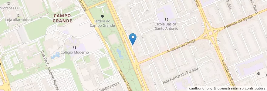 Mapa de ubicacion de Farmácia Campo Grande en Portugal, Área Metropolitana De Lisboa, Lissabon, Grande Lisboa, Lissabon, Alvalade.