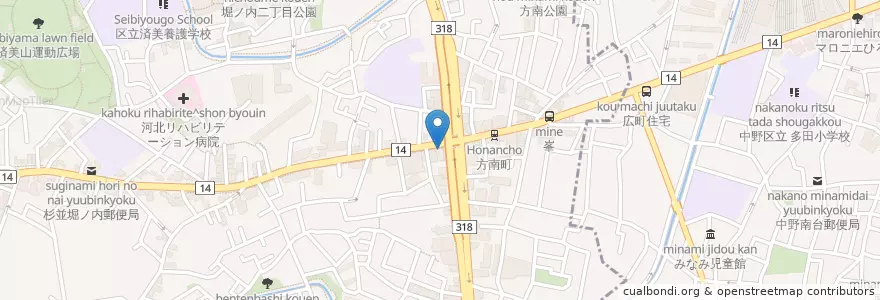 Mapa de ubicacion de マツモトキヨシ en Japonya, 東京都, 杉並区.