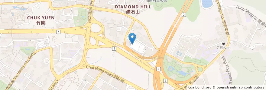 Mapa de ubicacion de 鑽石山站 Diamond Hill Station en 중국, 광둥성, 홍콩, 가우룽, 신제, 黃大仙區 Wong Tai Sin District.