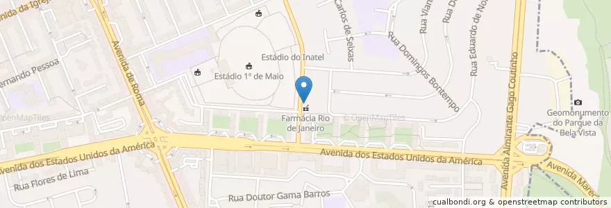 Mapa de ubicacion de Farmácia Rio de Janeiro en 포르투갈, Área Metropolitana De Lisboa, Lisboa, Grande Lisboa, 리스본, Alvalade.