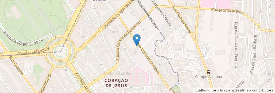 Mapa de ubicacion de Farmácia Luciano Cordeiro en Portugal, Área Metropolitana De Lisboa, Lissabon, Grande Lisboa, Lissabon, Arroios, Santo António.