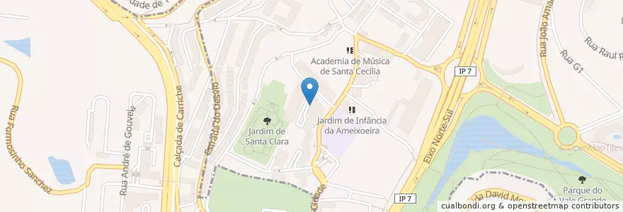Mapa de ubicacion de Farmácia Santos en Portugal, Metropolregion Lissabon, Lissabon, Großraum Lissabon, Lissabon, Lumiar.