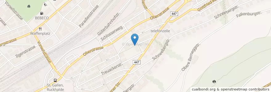 Mapa de ubicacion de Primarschule Tschudiwies en Schweiz, Sankt Gallen, Wahlkreis St. Gallen, St. Gallen.