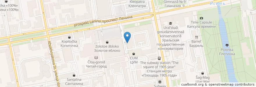 Mapa de ubicacion de Екатеринбургский муниципальный банк en Russland, Föderationskreis Ural, Oblast Swerdlowsk, Городской Округ Екатеринбург.