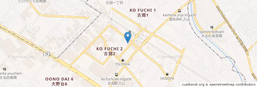 Mapa de ubicacion de きらぼし銀行 古淵支店 en 日本, 神奈川縣, 相模原市, 南区.