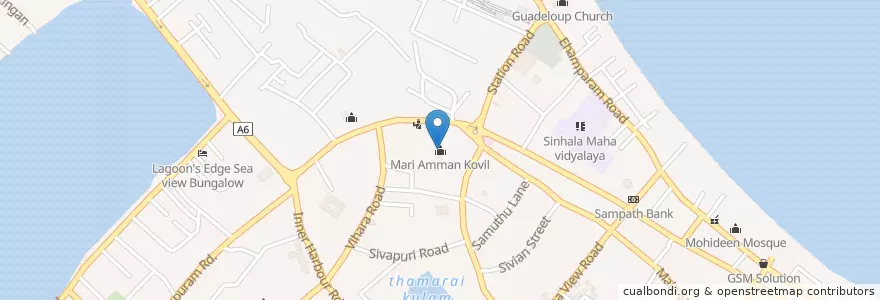 Mapa de ubicacion de Mari Amman Kovil en ශ්‍රී ලංකාව இலங்கை, கிழக்கு மாகாணம், තිරිකුණාමළය දිස්ත්‍රික්කය.