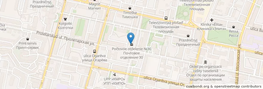 Mapa de ubicacion de Почтовое отделение №30 en Russie, District Fédéral Central, Oblast De Kalouga, Городской Округ Калуга.