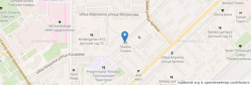 Mapa de ubicacion de Сказка en Rusia, Distrito Federal De Siberia, Tomsk, Томский Район, Городской Округ Томск.