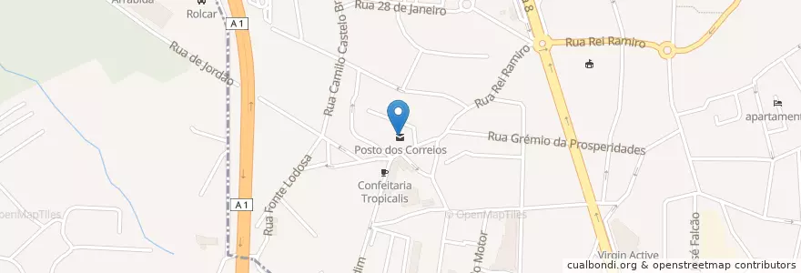 Mapa de ubicacion de Posto dos Correios en البرتغال, المنطقة الشمالية (البرتغال), Área Metropolitana Do Porto, بورتو, Vila Nova De Gaia, Santa Marinha E São Pedro Da Afurada.