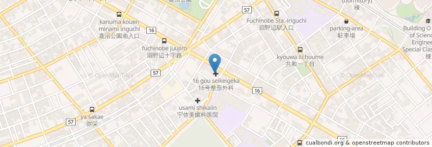 Mapa de ubicacion de 16号整形外科 en 日本, 神奈川県, 相模原市, 中央区.