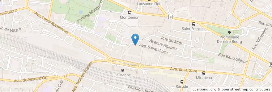Mapa de ubicacion de Eva's Sandwich House en Schweiz/Suisse/Svizzera/Svizra, Vaud, District De Lausanne, Lausanne.