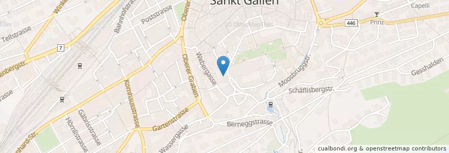 Mapa de ubicacion de Restaurant am Gallusplatz en Швейцария, Санкт-Галлен, Wahlkreis St. Gallen, St. Gallen.