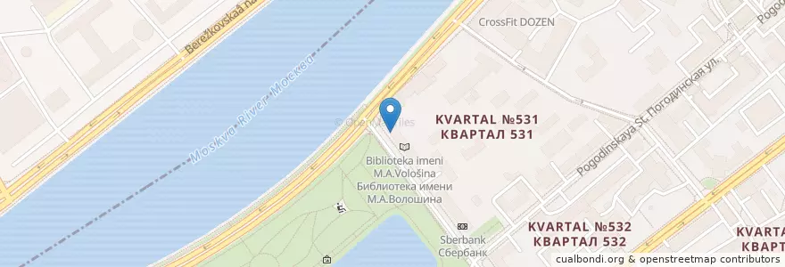 Mapa de ubicacion de Москва 119435 en Rusland, Centraal Federaal District, Moskou, Центральный Административный Округ, Район Хамовники.