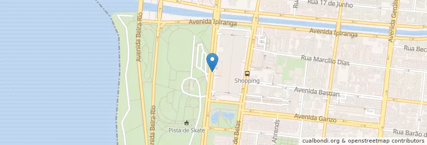Mapa de ubicacion de PF Praia de Belas Shopping en Brazilië, Regio Zuid, Rio Grande Do Sul, Metropolitaans Regio Van Porto Alegre, Região Geográfica Intermediária De Porto Alegre, Região Geográfica Imediata De Porto Alegre, Porto Alegre.
