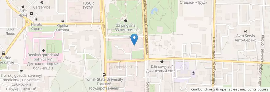 Mapa de ubicacion de Кафе Библиотека en Rússia, Distrito Federal Siberiano, Томская Область, Томский Район, Городской Округ Томск.