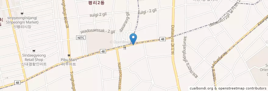 Mapa de ubicacion de weding photo service en 대한민국, 대구, 서구, 내당동.