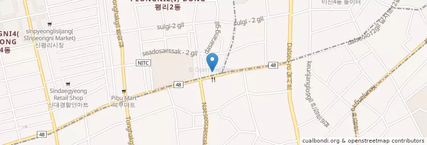 Mapa de ubicacion de Kangnam Restaurant en Güney Kore, Daegu, 서구, 내당동.