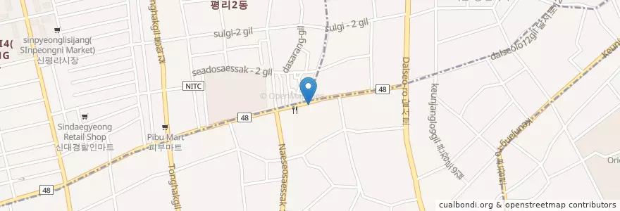 Mapa de ubicacion de Oppa Pub en Südkorea, Daegu, Seo-Gu, Naedang-Dong.