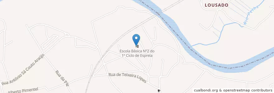 Mapa de ubicacion de Escola Básica Nº2 do 1º Ciclo de Esprela en پرتغال, Norte, Braga, Trofa, Bougado.