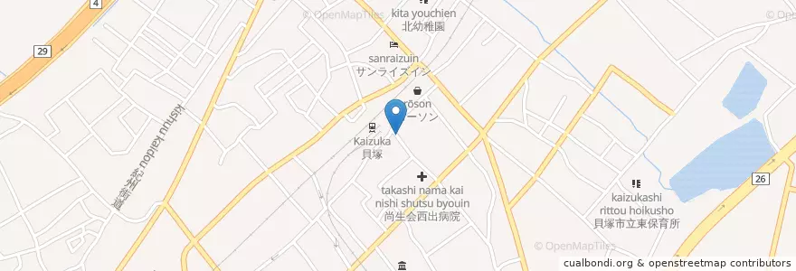 Mapa de ubicacion de 貝塚市観光案内所 en Japan, 大阪府, 貝塚市.