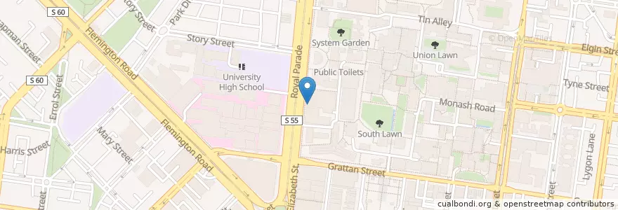 Mapa de ubicacion de Royal Parade Carpark en 오스트레일리아, Victoria, City Of Melbourne.