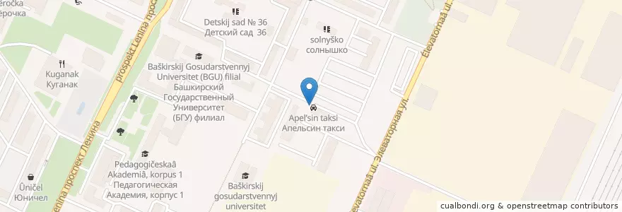 Mapa de ubicacion de Апельсин такси en Russie, District Fédéral De La Volga, Bachkirie, Городской Округ Стерлитамак.