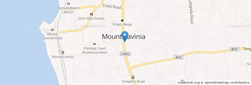 Mapa de ubicacion de HNB - Mount Lavinia Branch en ශ්‍රී ලංකාව இலங்கை, බස්නාහිර පළාත, කොළඹ දිස්ත්‍රික්කය.