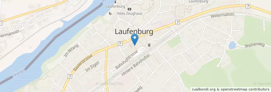 Mapa de ubicacion de Schul- und Volksbibliothek Laufenburg en 德国, 巴登-符腾堡, Regierungsbezirk Freiburg, Landkreis Waldshut, Laufenburg (Baden).