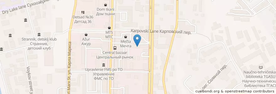 Mapa de ubicacion de Тари en Rússia, Distrito Federal Siberiano, Томская Область, Томский Район, Городской Округ Томск.