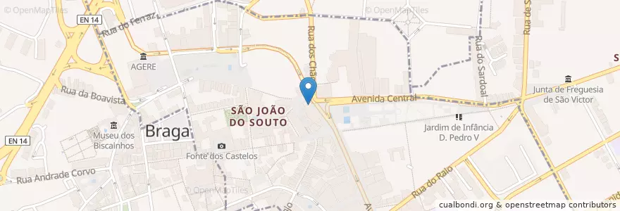 Mapa de ubicacion de Astória en البرتغال, المنطقة الشمالية (البرتغال), براغا, كافادو, براغا, São José De São Lázaro E São João Do Souto.