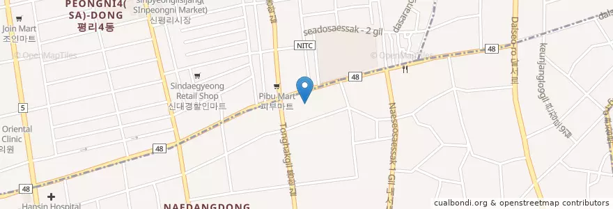 Mapa de ubicacion de Kwhanggaeho hospital (광개토병원) en Республика Корея, Тэгу, 서구, 내당동.