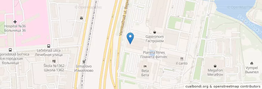 Mapa de ubicacion de Гуси-Лебеди en Russie, District Fédéral Central, Moscou, Восточный Административный Округ, Район Измайлово.