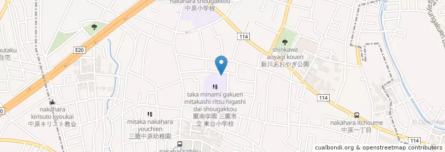 Mapa de ubicacion de 東台保育園 en Япония, Токио, Митака.