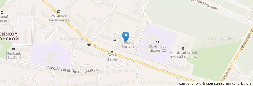 Mapa de ubicacion de Сбербанк en Russia, Distretto Federale Centrale, Oblast' Di Voronež, Городской Округ Воронеж.