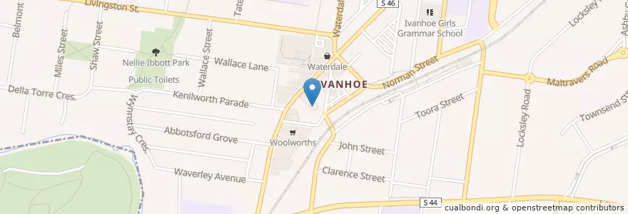 Mapa de ubicacion de Ivanhoe Hotel en オーストラリア, ビクトリア, City Of Banyule.