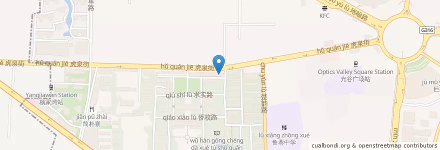 Mapa de ubicacion de 中国工商银行 en 中国, 湖北省, 武汉市, 洪山区, 东湖新技术开发区（托管）, 关东街道.