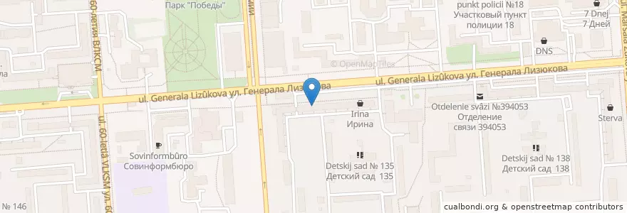 Mapa de ubicacion de Здоровый город en Rusia, Distrito Federal Central, Óblast De Vorónezh, Городской Округ Воронеж.