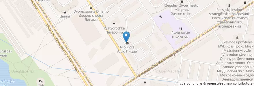 Mapa de ubicacion de Алло Пицца en 俄罗斯/俄羅斯, Центральный Федеральный Округ, Москва, Северный Административный Округ, Головинский Район.