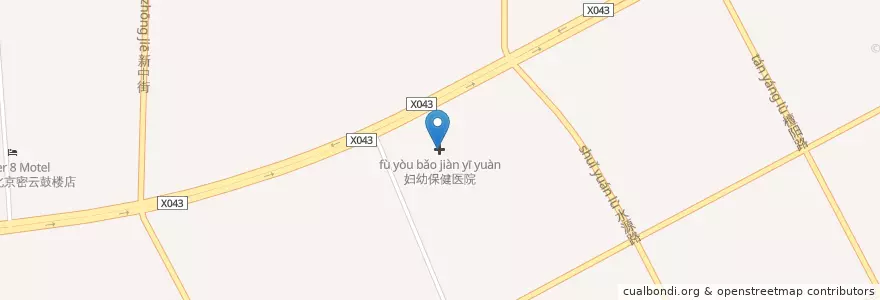 Mapa de ubicacion de 妇幼保健医院 en 中国, 北京市, 河北省, 密云区, 鼓楼街道.