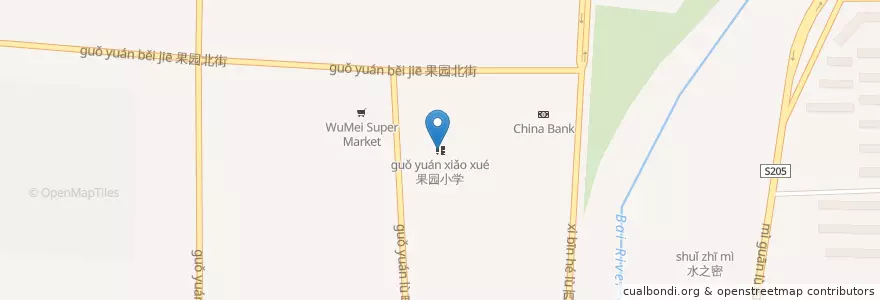 Mapa de ubicacion de 果园小学 en 中国, 北京市, 河北省, 密云区, 果园街道.